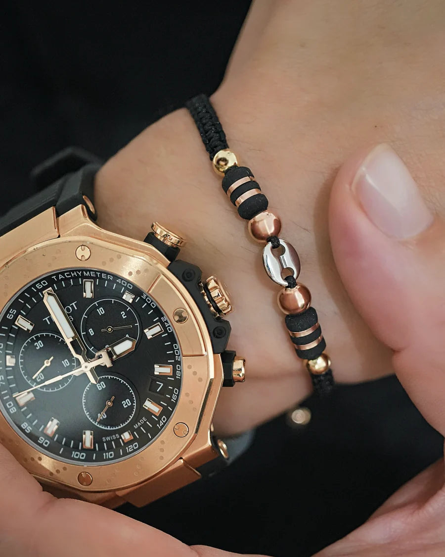 BRAZALETE TEJIDO DIJE SAN BENITO - 3 OROS